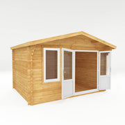 4m x 3m Retreat Log Cabin - 44mm (UPVC Windows & Door) - White - Rogey