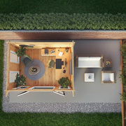 4m x 3m Studio Pent Log Cabin - 44mm (UPVC Windows & Door) - Grey - Rogey