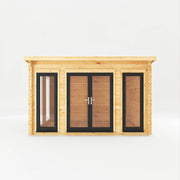 4m x 3m Studio Pent Log Cabin - 44mm (UPVC Windows & Door) - Grey - Rogey