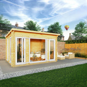 4m x 3m Studio Pent Log Cabin - 44mm (UPVC Windows & Door) - White - Rogey