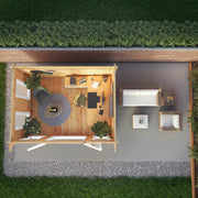 4m x 3m Studio Pent Log Cabin - 44mm (UPVC Windows & Door) - White - Rogey