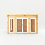 4m x 3m Studio Pent Log Cabin - 44mm (UPVC Windows & Door) - White - Rogey