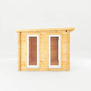 4m x 3m Studio Pent Log Cabin - 44mm (UPVC Windows & Door) - White - Rogey