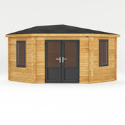 4m x 4m Corner Cabin - 44mm (UPVC Windows & Door) - Grey - Rogey