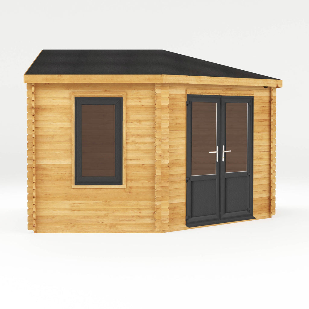 Home 4m x 4m Corner Cabin - 44mm (UPVC Windows & Door) - Grey