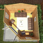 4m x 4m Corner Cabin - 44mm (UPVC Windows & Door) - Grey - Rogey