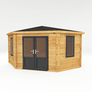 4m x 4m Corner Cabin - 44mm (UPVC Windows & Door) - Grey - Rogey