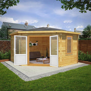 4m x 4m Corner Cabin - 44mm (UPVC Windows & Door) - Oak - Rogey