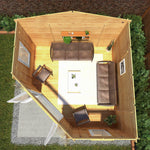 4m x 4m Corner Cabin - 44mm (UPVC Windows & Door) - White - Rogey