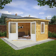 4m x 4m Corner Cabin - 44mm (UPVC Windows & Door) - White - Rogey