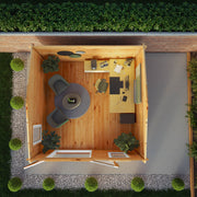 4m x 4m Home Office Elite - 44mm (UPVC Windows & Door) - Oak - Rogey