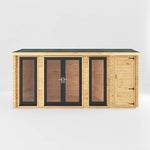 5.1m x 3m Home Office Studio With Side Shed - 44mm (UPVC Windows & Door) - Grey - Rogey