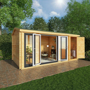 5.1m x 3m Home Office Studio With Side Shed - 44mm (UPVC Windows & Door) - Grey - Rogey