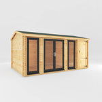 5.1m x 3m Home Office Studio With Side Shed - 44mm (UPVC Windows & Door) - Grey - Rogey