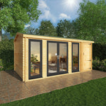 5.1m x 3m Home Office Studio With Side Shed - 44mm (UPVC Windows & Door) - Grey - Rogey