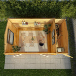 5.1m x 3m Home Office Studio With Side Shed - 44mm (UPVC Windows & Door) - Oak - Rogey