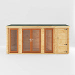 5.1m x 3m Home Office Studio With Side Shed - 44mm (UPVC Windows & Door) - Oak - Rogey