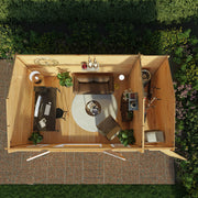 5.1m x 3m Home Office Studio With Side Shed - 44mm (UPVC Windows & Door) - Oak - Rogey