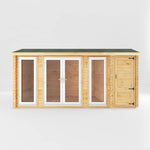 5.1m x 3m Home Office Studio With Side Shed - 44mm (UPVC Windows & Door) - White - Rogey