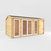5.1m x 3m Home Office Studio With Side Shed - 44mm (UPVC Windows & Door) - White - Rogey