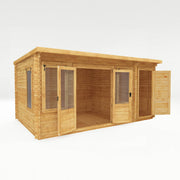 5.1m x 3m Pent Log Cabin With Side Shed - 19mm - Rogey
