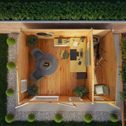 5.1m x 4m Home Office Elite - 44mm (UPVC Windows & Door) - Oak - Rogey