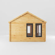 5.3m x 4m Clock Tower Log Cabin - 44mm (UPVC Windows & Door) - Grey - Rogey