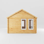 5.3m x 4m Clock Tower Log Cabin - 44mm (UPVC Windows & Door) - White - Rogey
