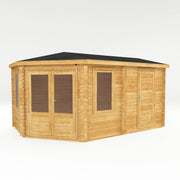 5m x 3m Corner Lodge Log Cabin With Side Shed - 44mm - Rogey