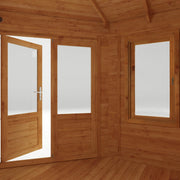 5m x 3m Corner Lodge Log Cabin With Side Shed - 44mm - Rogey