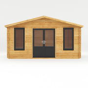 5m x 3m Retreat Log Cabin - 44mm (UPVC Windows & Door) - Grey - Rogey