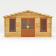5m x 3m Retreat Log Cabin - 44mm (UPVC Windows & Door) - Oak - Rogey