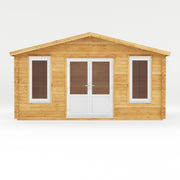 5m x 3m Retreat Log Cabin - 44mm (UPVC Windows & Door) - White - Rogey
