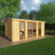 5m x 4m Home Office Studio - 44mm (UPVC Windows & Door) - Oak - Rogey