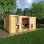 5m x 4m Home Office Studio - 44mm (UPVC Windows & Door) - Oak - Rogey