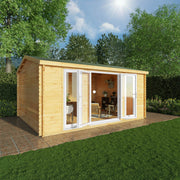 5m x 4m Home Office Studio - 44mm (UPVC Windows & Door) - White - Rogey