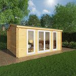 5m x 4m Home Office Studio - 44mm (UPVC Windows & Door) - White - Rogey