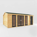6.1m x 4m Home Office Studio With Side Shed - 44mm (UPVC Windows & Door) - Grey - Rogey