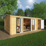 6.1m x 4m Home Office Studio With Side Shed - 44mm (UPVC Windows & Door) - Grey - Rogey