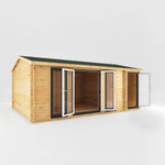 6.1m x 4m Home Office Studio With Side Shed - 44mm (UPVC Windows & Door) - Grey - Rogey