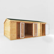 6.1m x 4m Home Office Studio With Side Shed - 44mm (UPVC Windows & Door) - Oak - Rogey