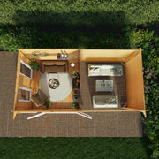 6m x 3m Studio Pent Log Cabin With Patio Area - 44mm (UPVC Windows & Door) - White - Rogey