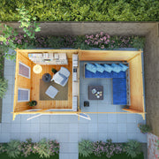 6m x 3m Studio Pent Log Cabin With Patio Area - 44mm (UPVC Windows & Door) - White - Rogey