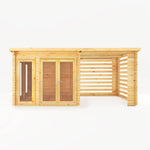6m x 3m Studio Pent Log Cabin With Slatted Area - 28mm - Rogey