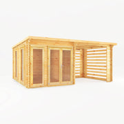 6m x 3m Studio Pent Log Cabin With Slatted Area - 34mm - Rogey