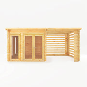 6m x 3m Studio Pent Log Cabin With Slatted Area - 34mm - Rogey