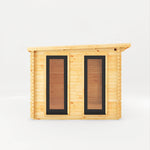 6m x 3m Studio Pent Log Cabin With Slatted Area - 44mm (UPVC Windows & Door) - Grey - Rogey
