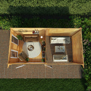 6m x 3m Studio Pent Log Cabin With Slatted Area - 44mm (UPVC Windows & Door) - Grey - Rogey