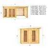 6m x 3m Studio Pent Log Cabin With Slatted Area - 44mm (UPVC Windows & Door) - White - Rogey