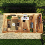 6m x 3m(D) Insulated Garden Room with Side Shed - Rogey